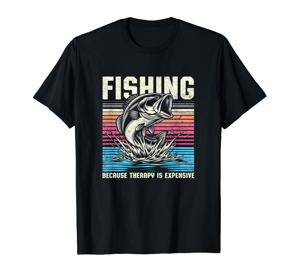 Bass Fishing Mens Sunset Funny Therapy T-Shirt - Unique Graphic for Adults - T-Shirt, Sweatshirt, Hoodie