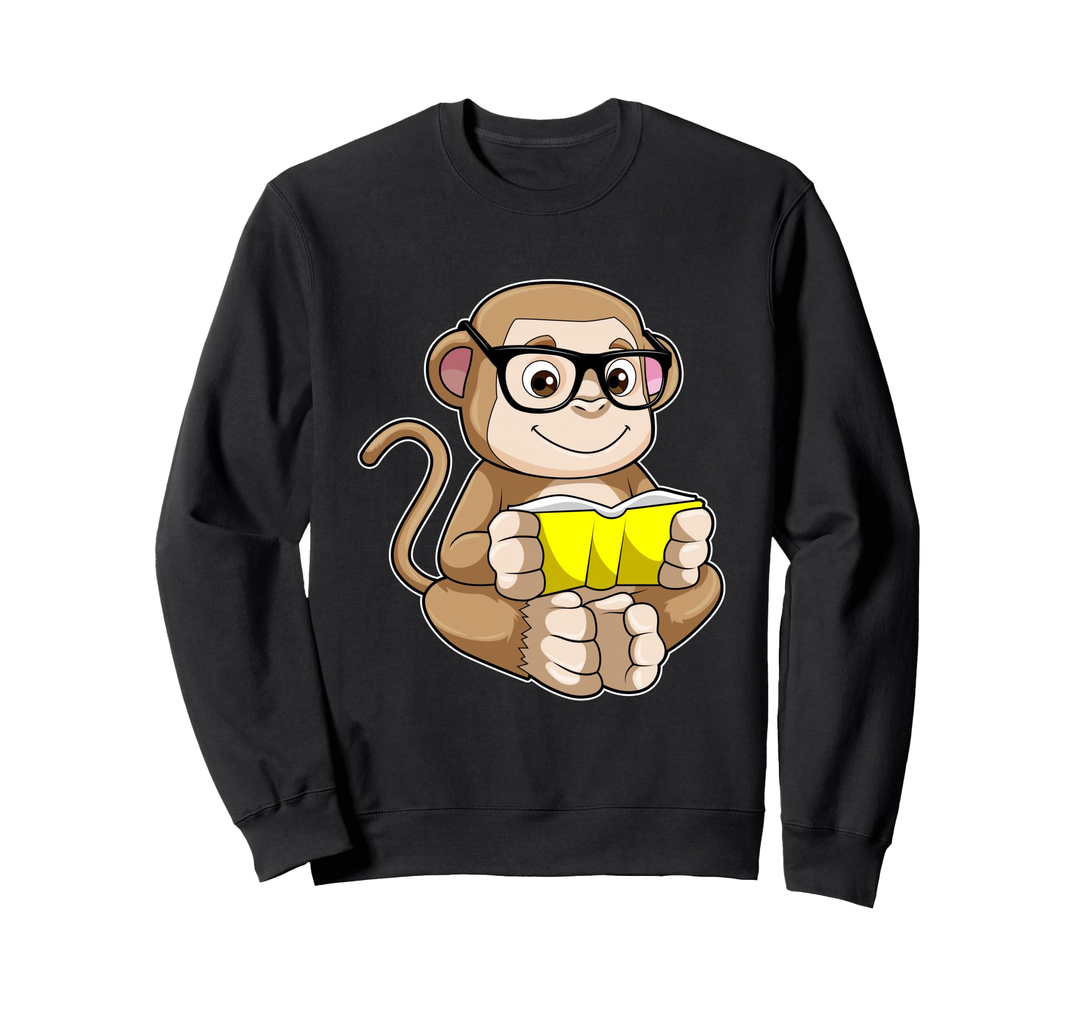 Monkey Nerd Book Glasses Sweatshirt - Novelty Apparel Men Women - T-Shirt, Sweatshirt, Hoodie