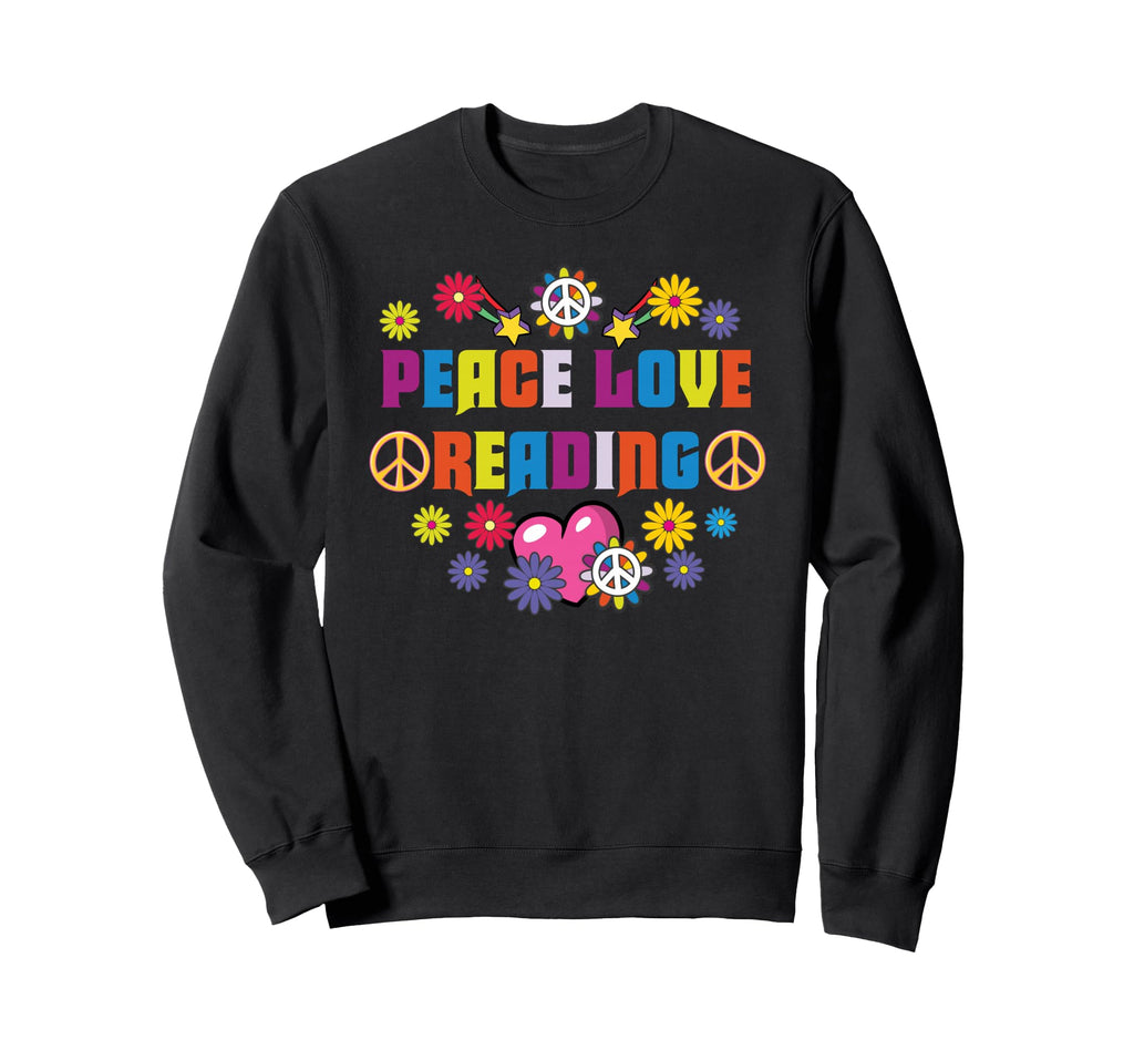 Peace Love Reading Flowers Heart Sweatshirt - Aesthetic Graphic Unisex - T-Shirt, Sweatshirt, Hoodie