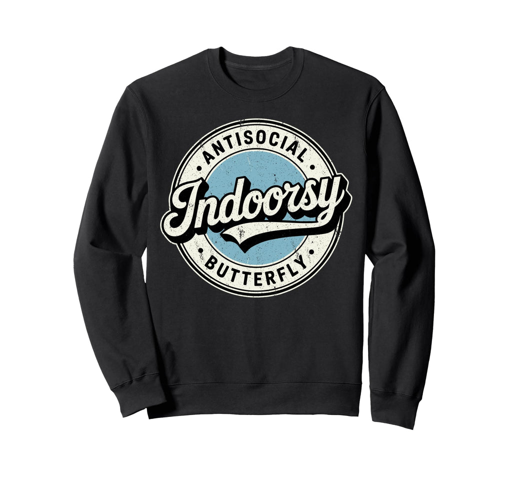 Indoorsy Antisocial Butterfly Sweatshirt - Minimalist Print for Adults - T-Shirt, Sweatshirt, Hoodie