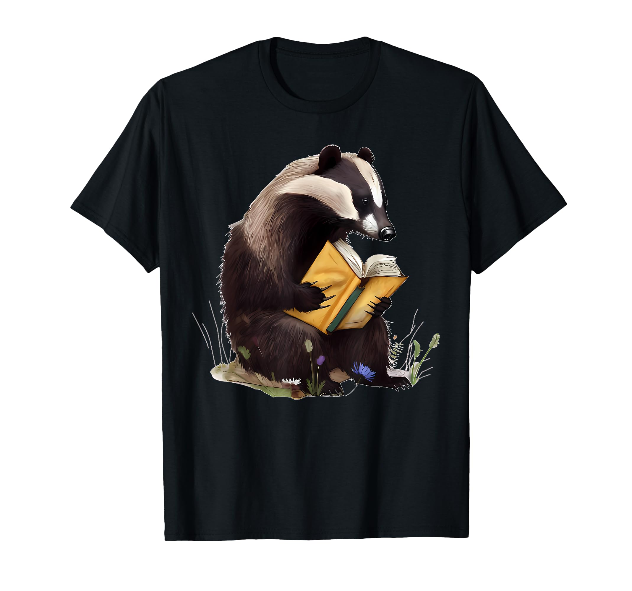 Honey Badger Reading Book Funny T-Shirt - Graphic Print for Adults - T-Shirt, Sweatshirt, Hoodie