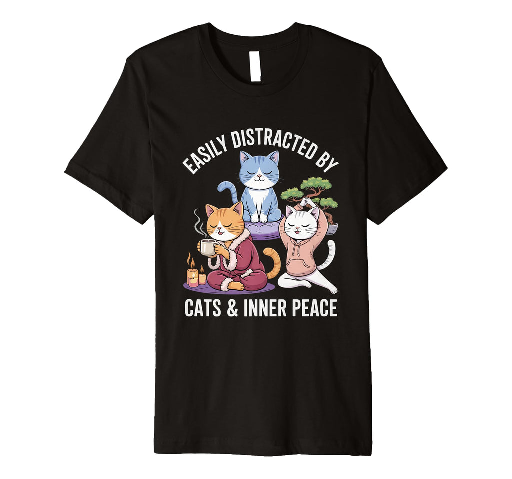 Easily Distracted Cats And Inner T-Shirt - Fun Novelty Design for Adults - T-Shirt, Sweatshirt, Hoodie