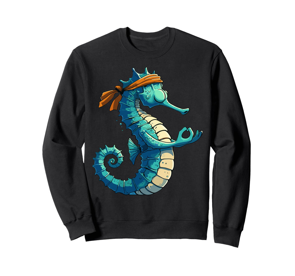 Meditation Seahorse Yoga Pose Sweatshirt - Aesthetic Graphic Unisex - T-Shirt, Sweatshirt, Hoodie