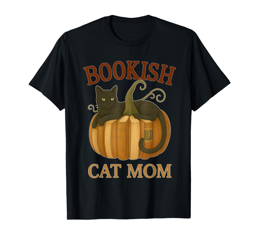 Bookish Cat Mom Fall Book Lover T-Shirt - Custom Art Print Men Women - T-Shirt, Sweatshirt, Hoodie