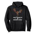 Easily Distracted Dragon And Books Nerds Hoodie - Unique Graphic Unisex - T-Shirt, Sweatshirt, Hoodie