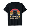 Black Cat Sorry Im Social Anxiety Cat T-Shirt - Graphic Print Men Women - T-Shirt, Sweatshirt, Hoodie