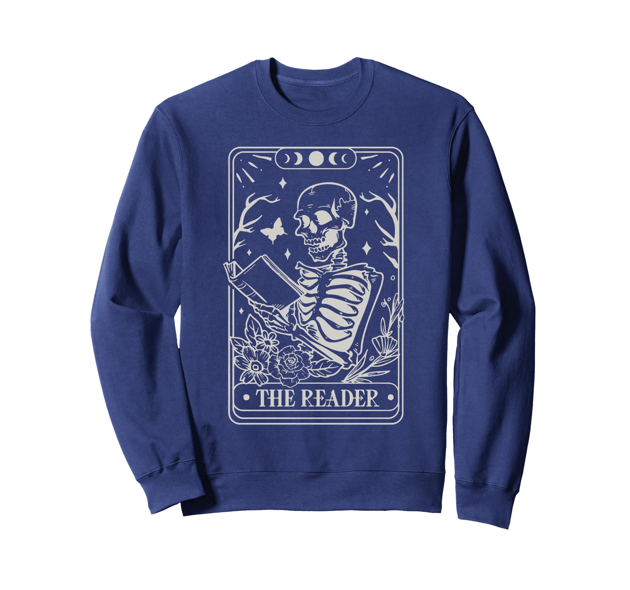 Reader Skeleton Celestial Wildflowers Sweatshirt - Custom Art Print Unisex - T-Shirt, Sweatshirt, Hoodie