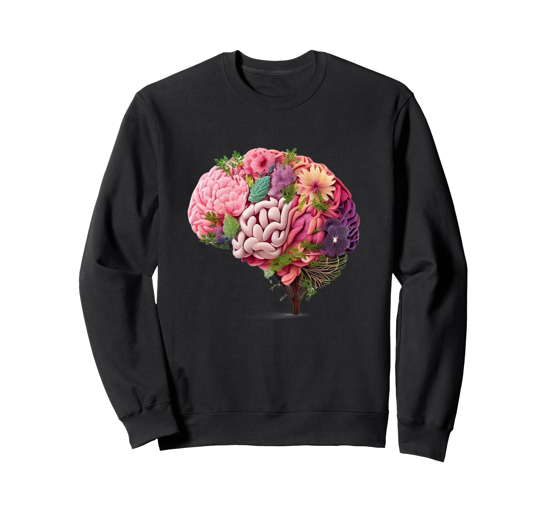 Floral Brain Mental Health Sweatshirt - Fun Novelty Design for Adults - T-Shirt, Sweatshirt, Hoodie