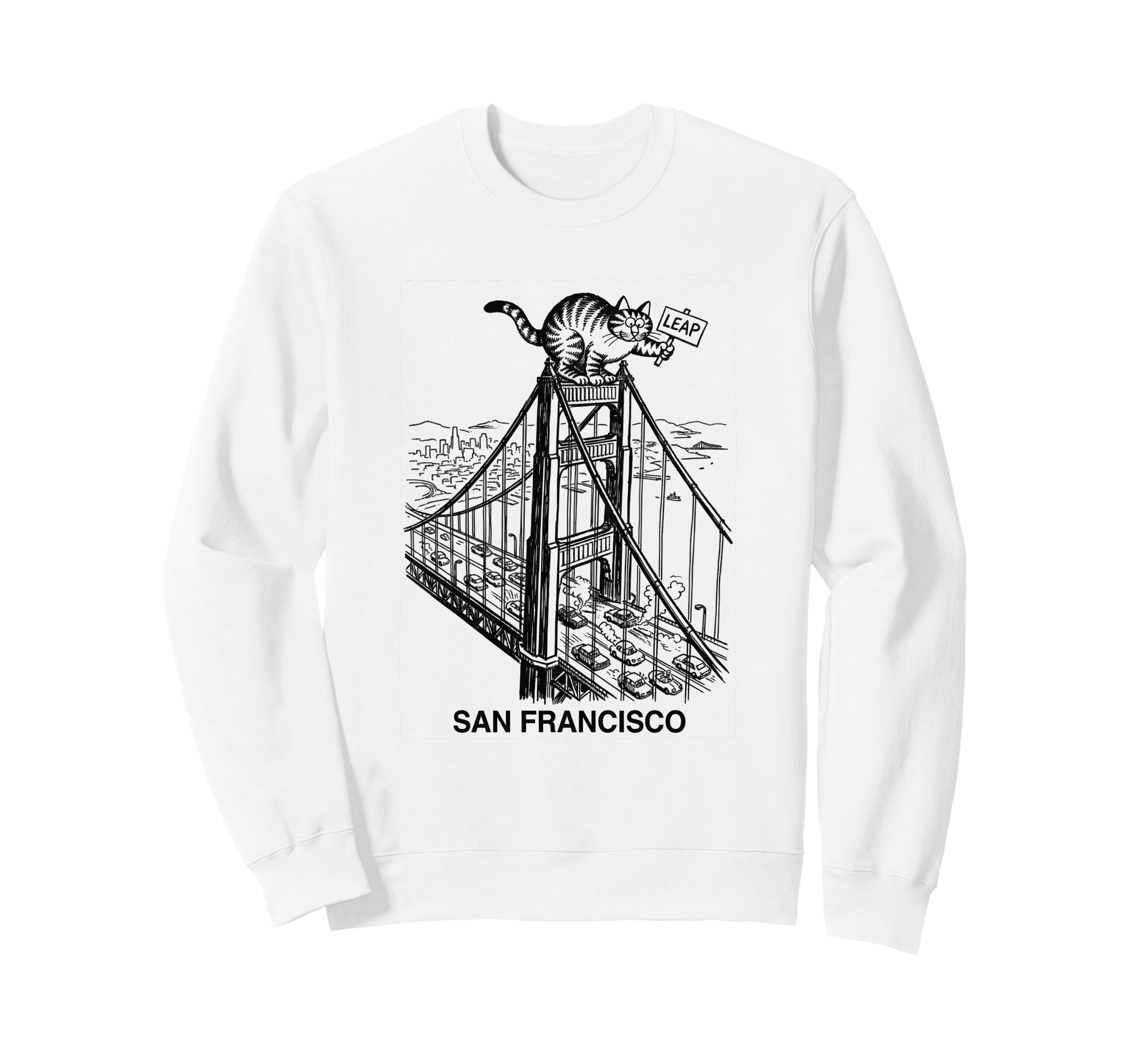 San Francisco Cat Golden Gates Bridge Sweatshirt - Graphic Print Men Women - T-Shirt, Sweatshirt, Hoodie
