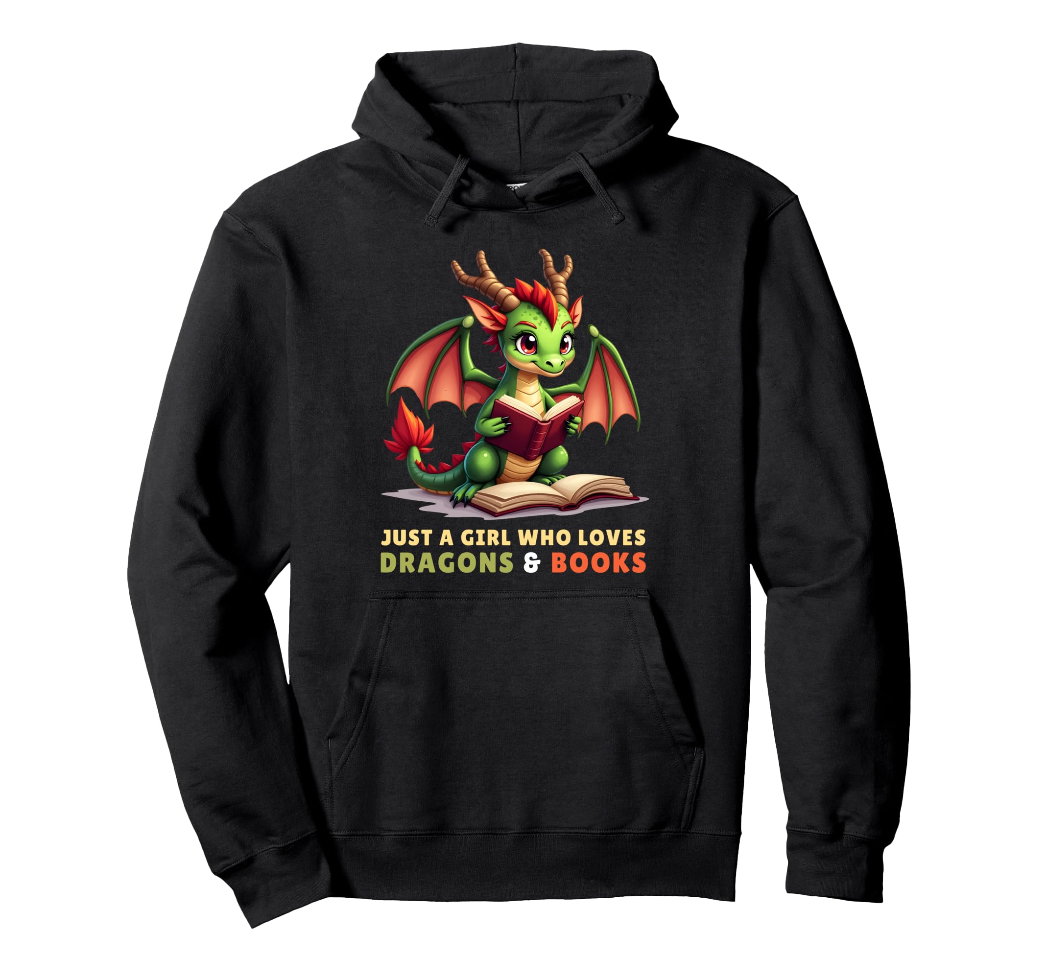 Just Who Loves Dragons And Books Book Hoodie - Novelty Apparel Unisex - T-Shirt, Sweatshirt, Hoodie