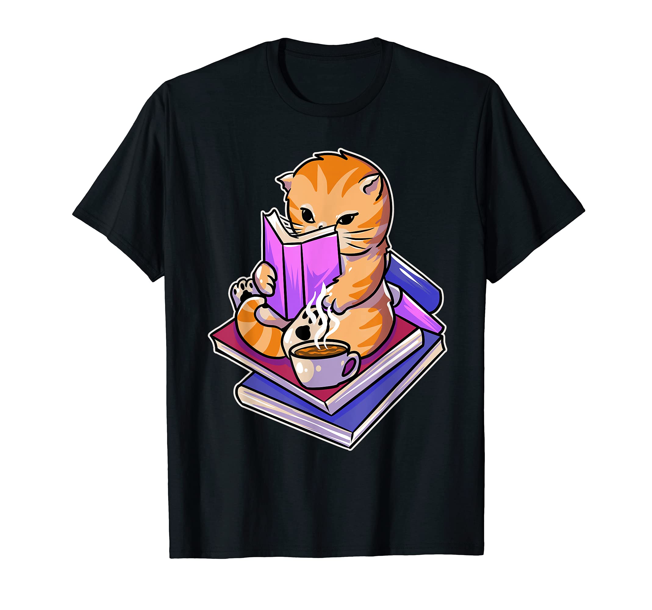 Relaxing Cat Reading Coffee T-Shirt - Casual Everyday Wear for Adults - T-Shirt, Sweatshirt, Hoodie