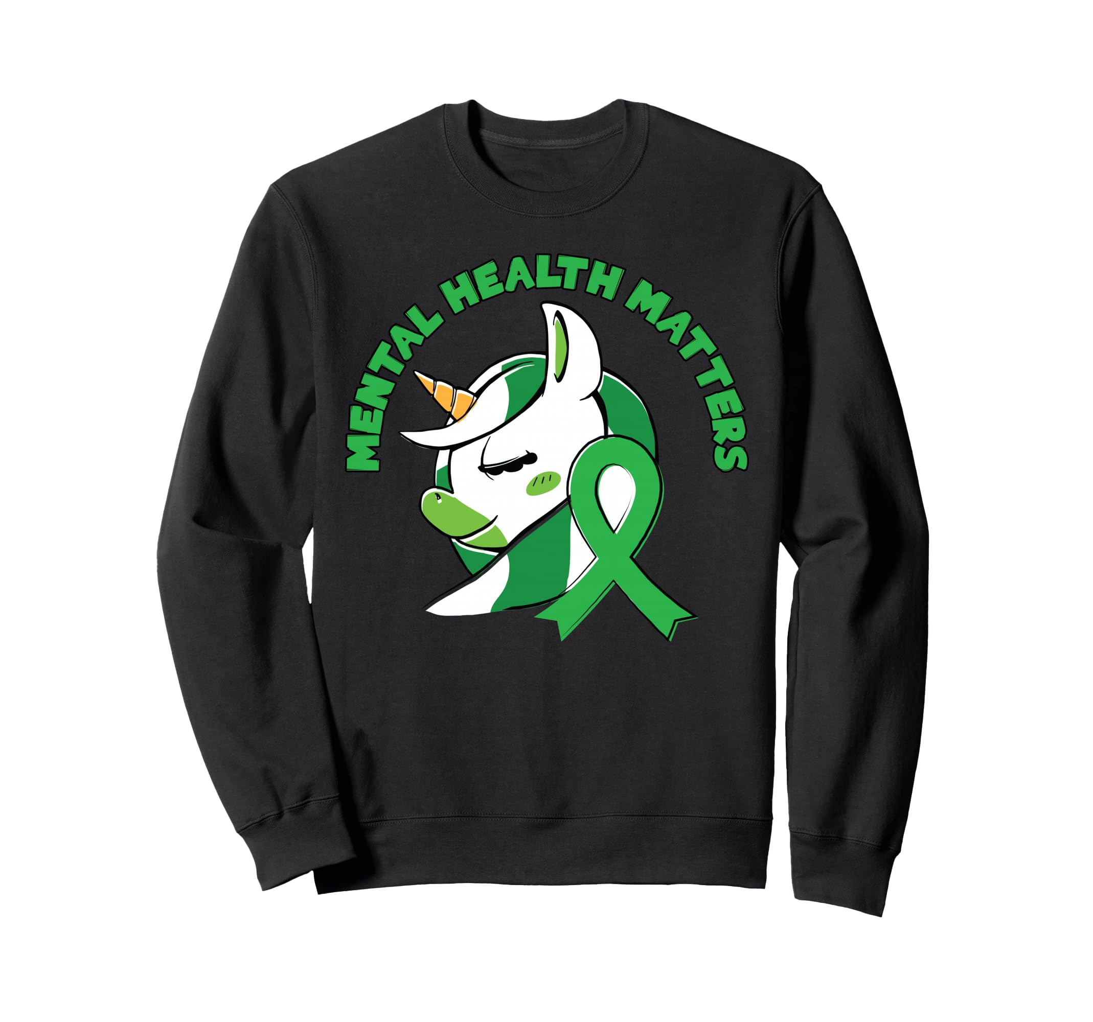 Mental Health Awareness Ribbon Unicorn Sweatshirt - Novelty Apparel Unisex - T-Shirt, Sweatshirt, Hoodie