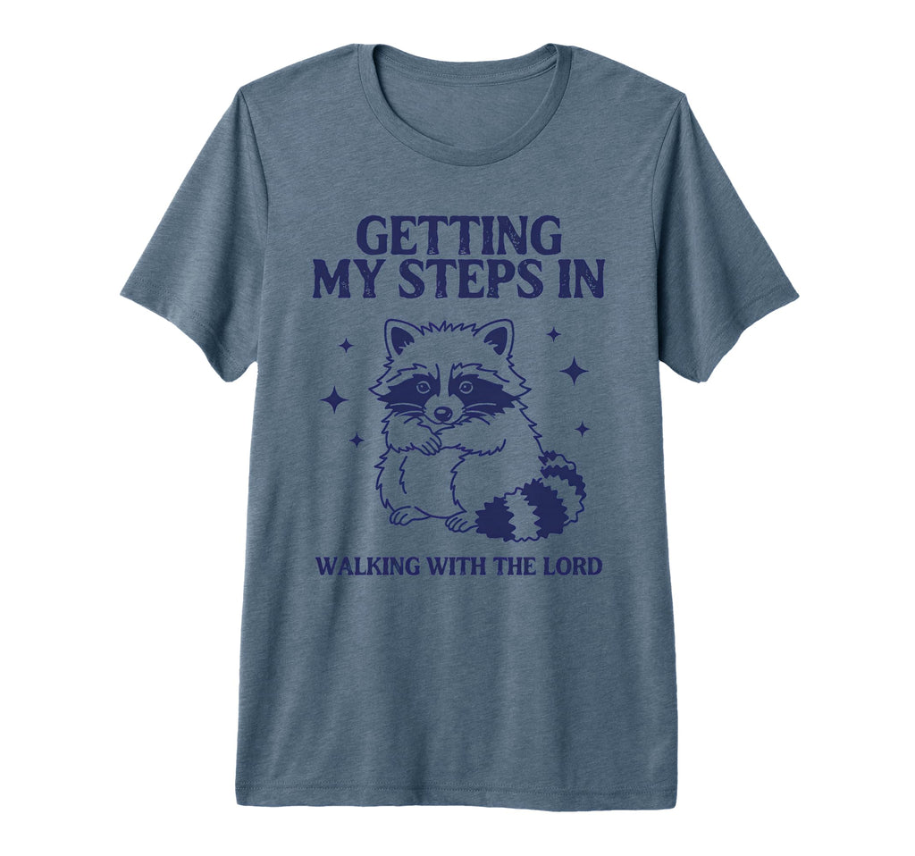 Getting My Steps Walking Lord Raccoon T-Shirt - Minimalist Print Men Women - T-Shirt, Sweatshirt, Hoodie