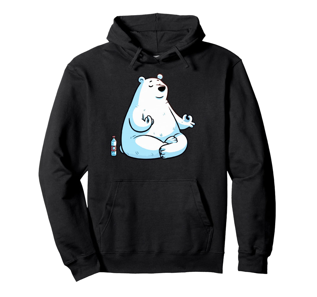 Meditation Polar Bear Yoga Pose Hoodie - Minimalist Print for Adults - T-Shirt, Sweatshirt, Hoodie