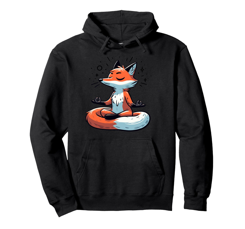 Meditation Fox Yoga Pose Relaxing Hoodie - Minimalist Print for Adults - T-Shirt, Sweatshirt, Hoodie