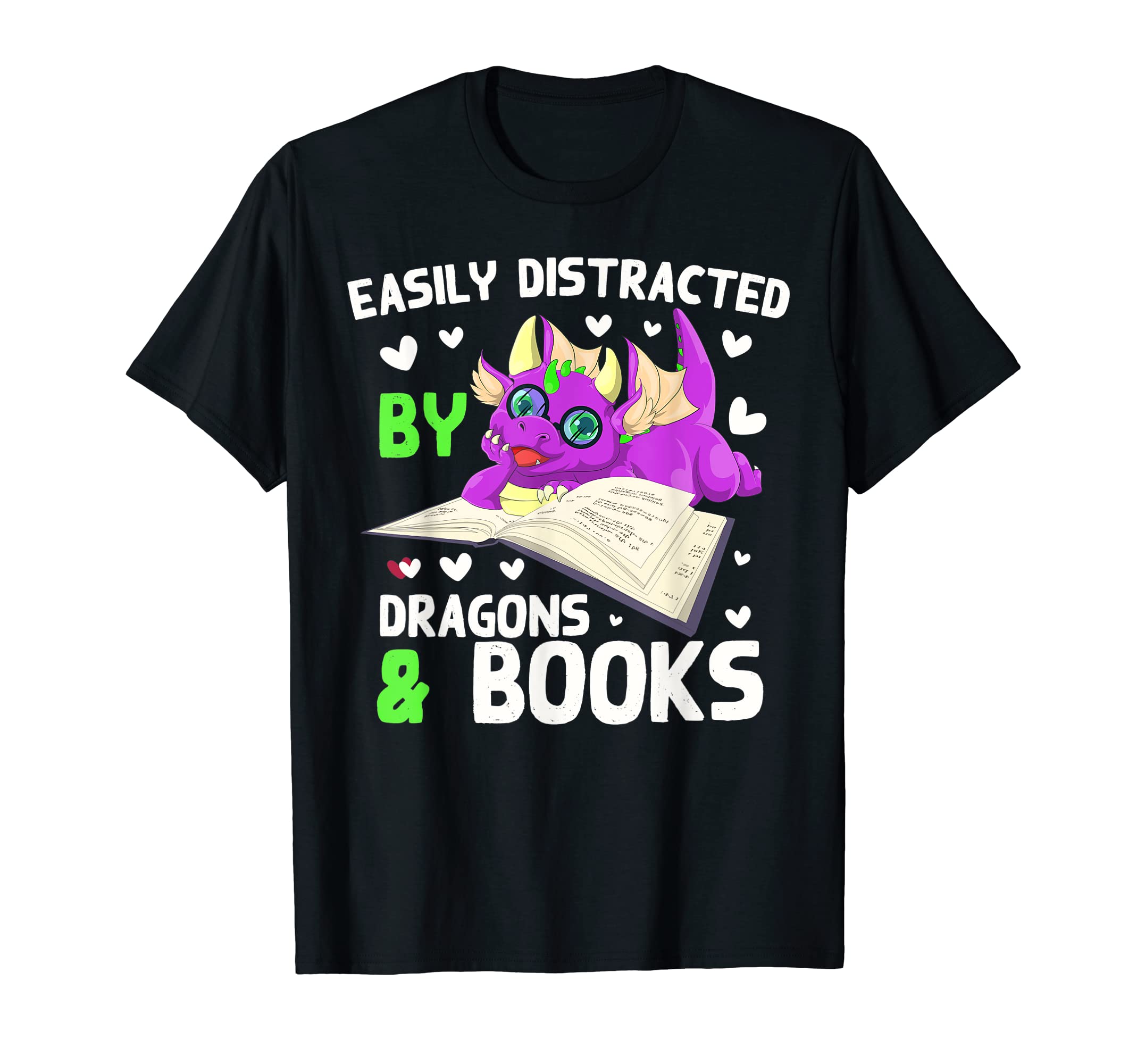 Easily Distracted Dragons And Books T-Shirt - Novelty Apparel Men Women - T-Shirt, Sweatshirt, Hoodie