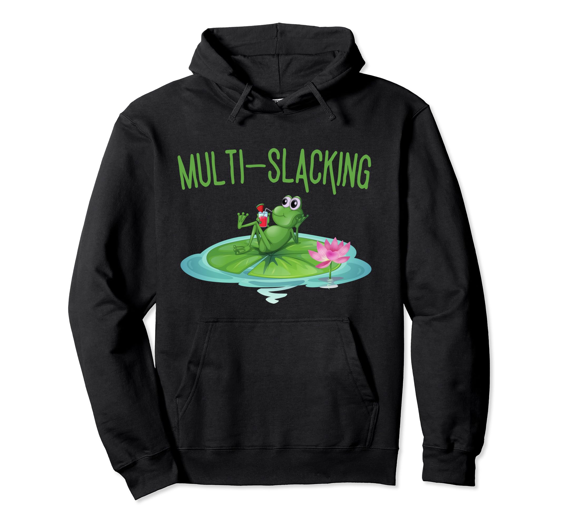 Multi Slacking Relaxing Self Care Frog Hoodie - Minimalist Print for Adults - T-Shirt, Sweatshirt, Hoodie