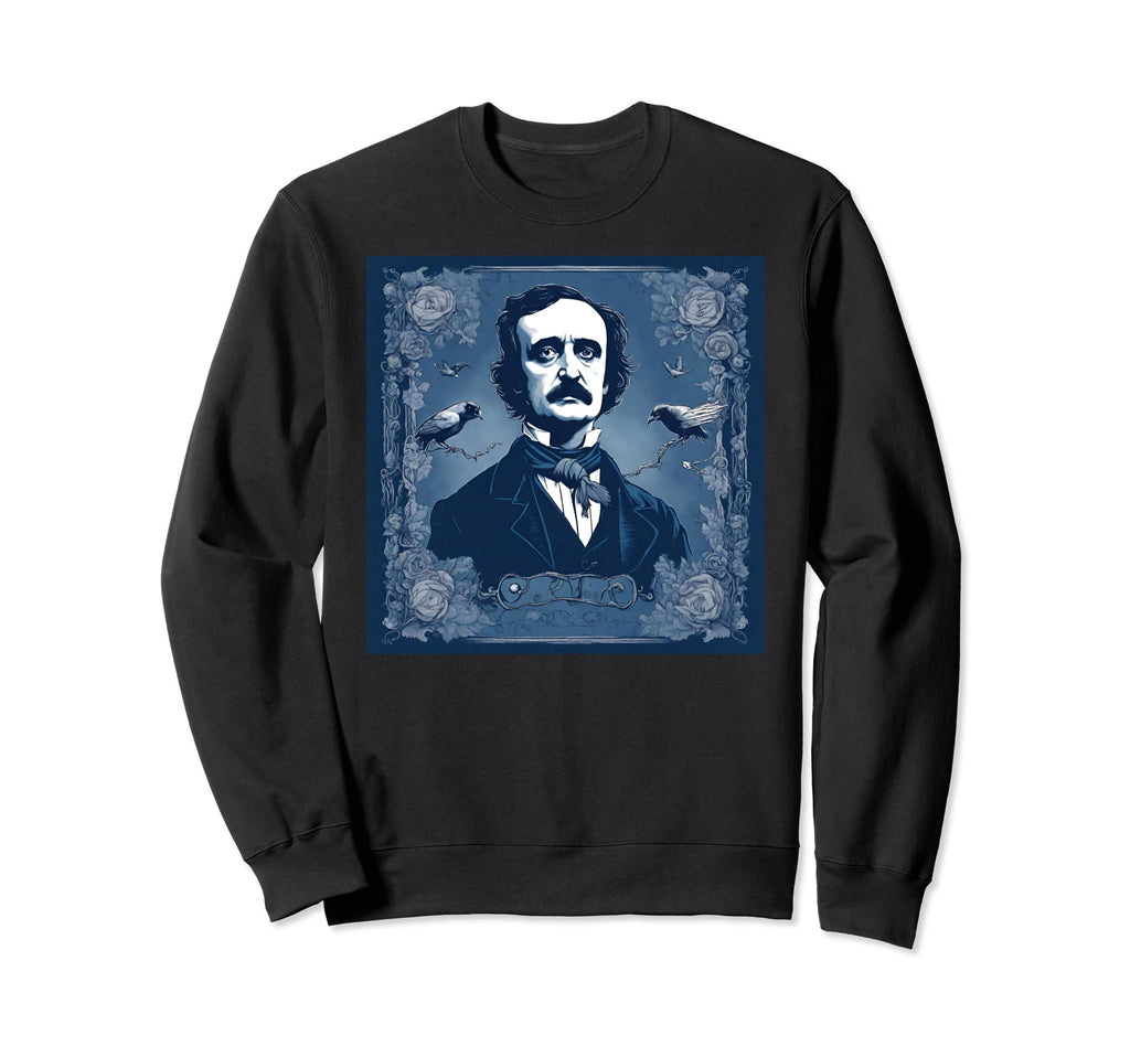 Edgar Allan Poe Blue Portrait Sweatshirt - Trendy Graphic for Adults - T-Shirt, Sweatshirt, Hoodie