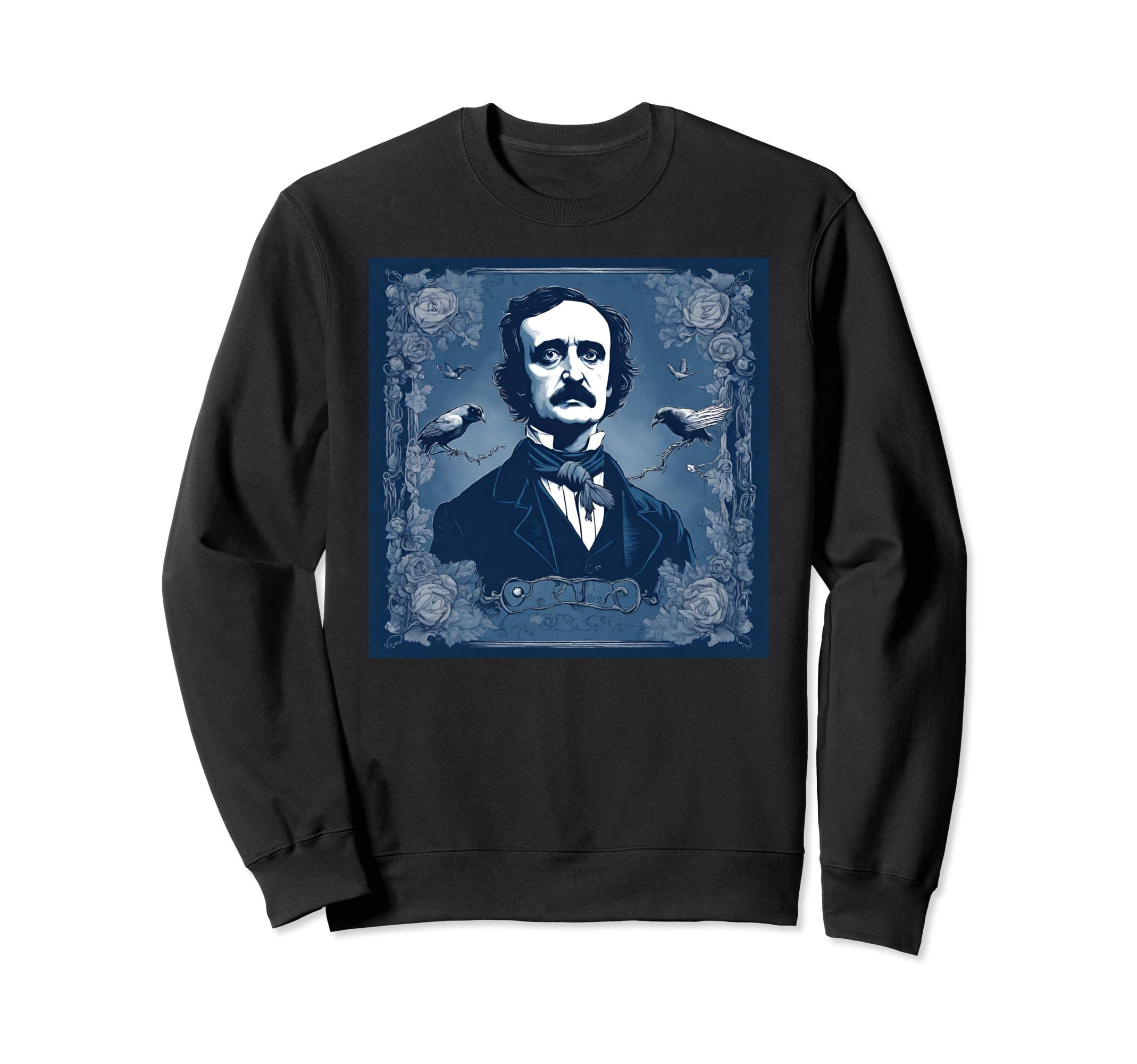 Edgar Allan Poe Blue Portrait Sweatshirt - Trendy Graphic for Adults - T-Shirt, Sweatshirt, Hoodie