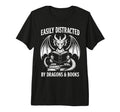Easily Distracted Dragons And Books Tri T-Shirt - Graphic Print for Adults - T-Shirt, Sweatshirt, Hoodie