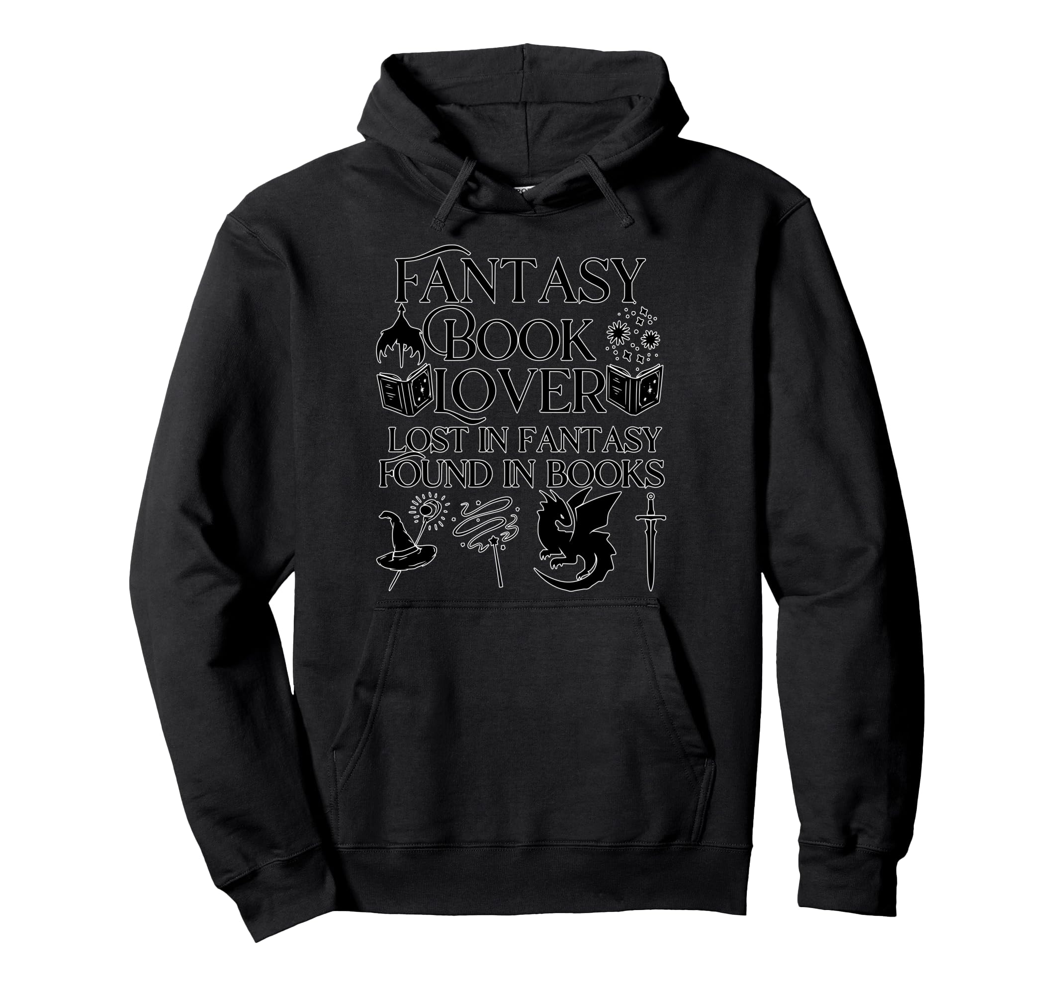 Fantasy Book Lover Dragons And Magic Hoodie - Minimalist Print Unisex - T-Shirt, Sweatshirt, Hoodie