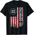 Colorado 150 Years American Flag 4th of July America T-Shirt Unisex T-shirt, Sweatshirt, Hoodie, Long Sleeve Tee - T-Shirt, Sweatshirt, Hoodie