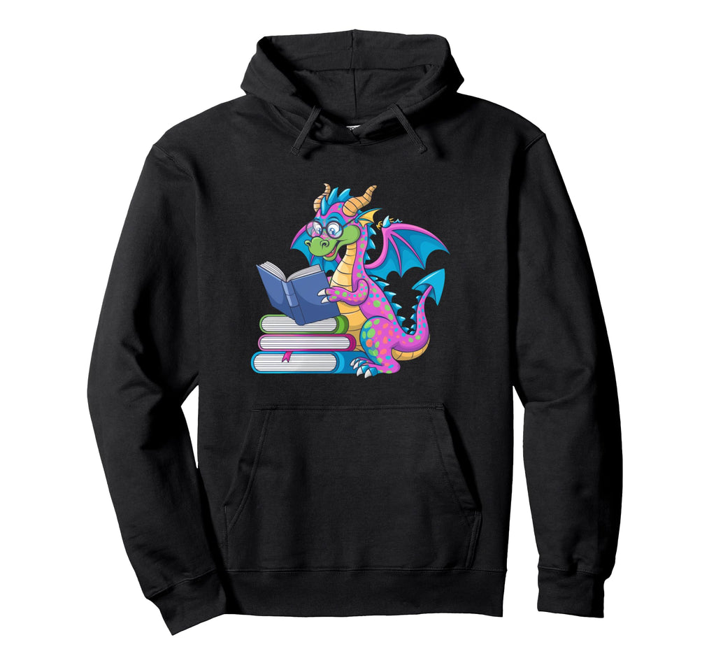 Bookworm Book Lover Dragon Reading Hoodie - Streetwear Style Unisex - T-Shirt, Sweatshirt, Hoodie