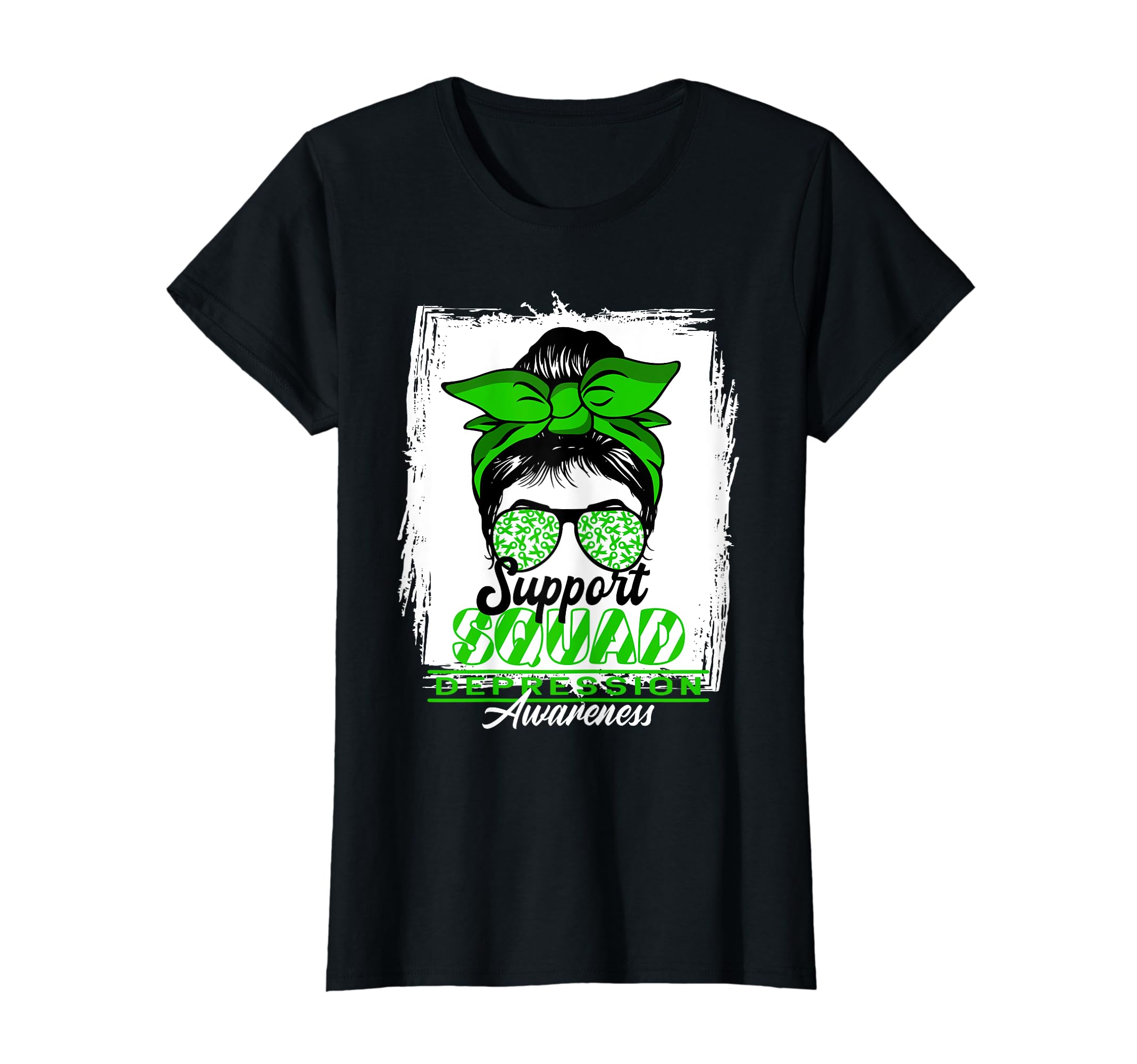 Womens Messy Bun Support Awareness Squad I T-Shirt - Graphic Print Unisex - T-Shirt, Sweatshirt, Hoodie