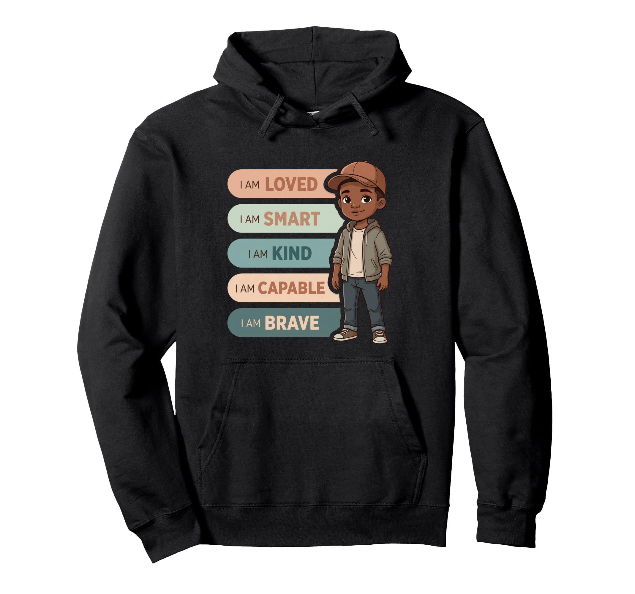 Black Affirmations I Am Brave Smart Hoodie - Novelty Apparel Men Women - T-Shirt, Sweatshirt, Hoodie