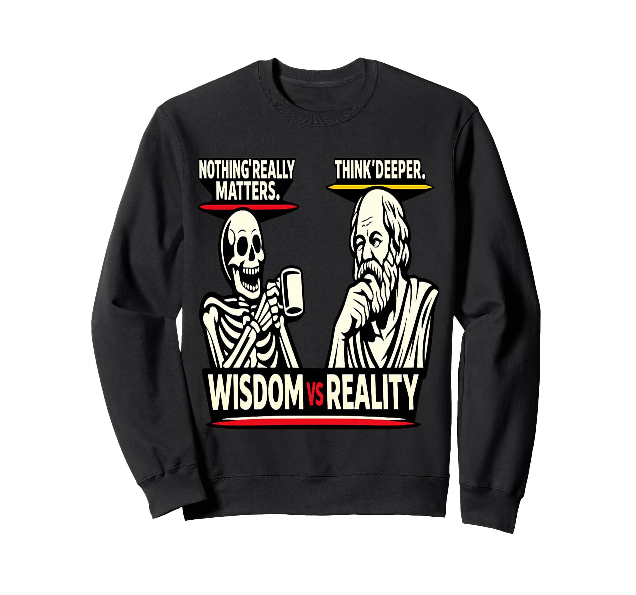 Skeleton Vs Socrates Funny Sweatshirt - Custom Art Print for Adults - T-Shirt, Sweatshirt, Hoodie