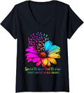 Women's Fight Cancer in All and Every Color Ribbons Flower V-Neck T-Shirt Unisex T-shirt, Sweatshirt, Hoodie, Long Sleeve Tee - T-Shirt, Sweatshirt, Hoodie