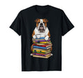Bookworm Bulldog Reading Books Drinking T-Shirt - Unique Graphic Men Women - T-Shirt, Sweatshirt, Hoodie