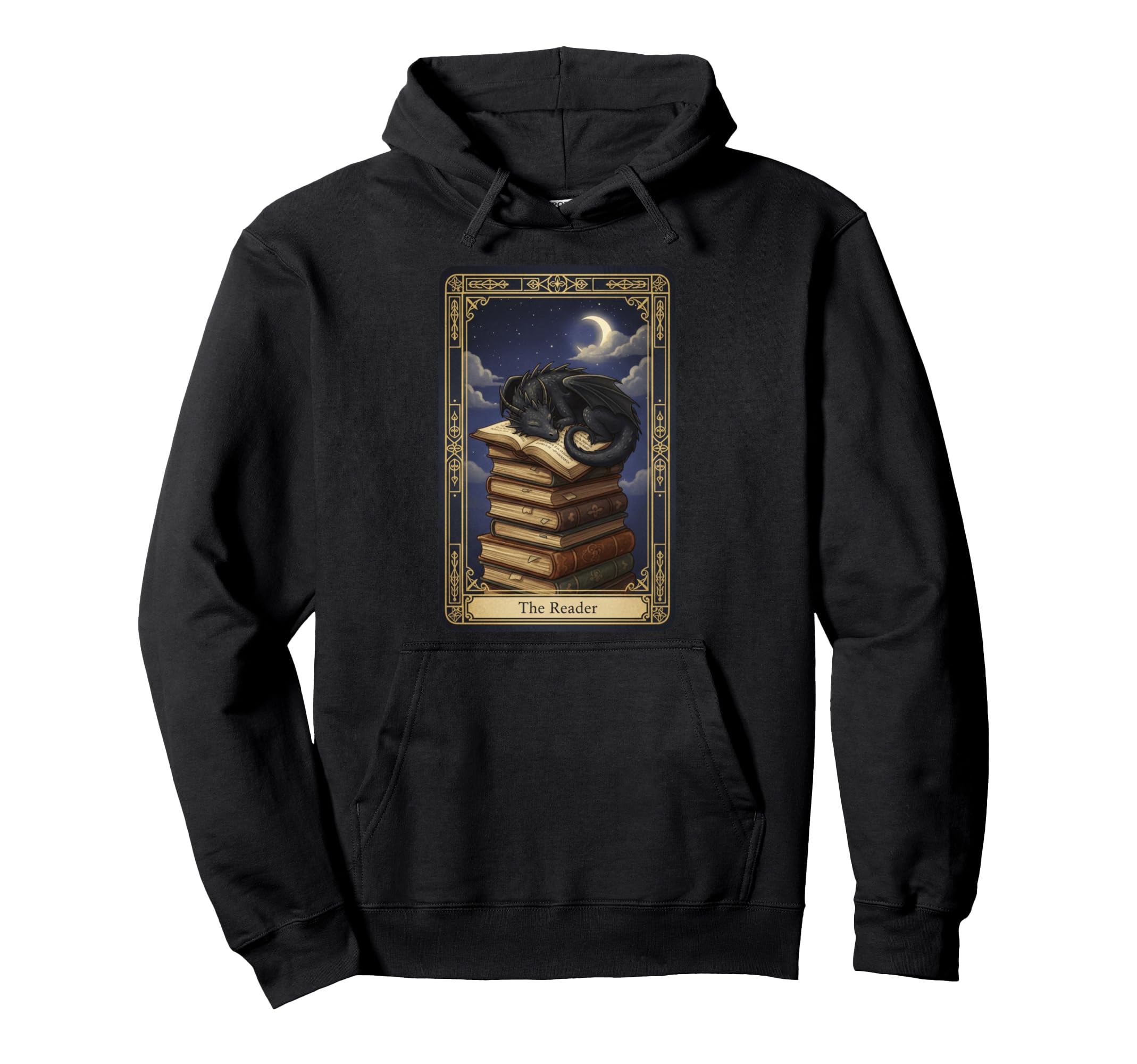 Dragon Reading Books Tarot Card Reader Hoodie - Unique Graphic Men Women - T-Shirt, Sweatshirt, Hoodie