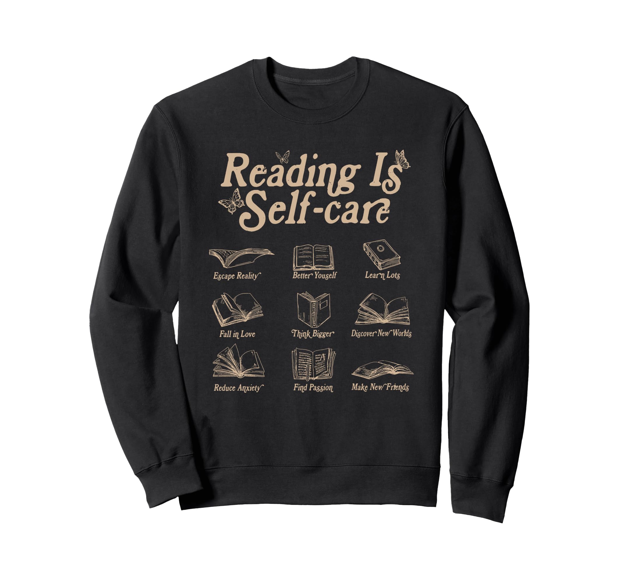 Reading Is Self Care Bookish Mental Sweatshirt - Aesthetic Graphic Unisex - T-Shirt, Sweatshirt, Hoodie