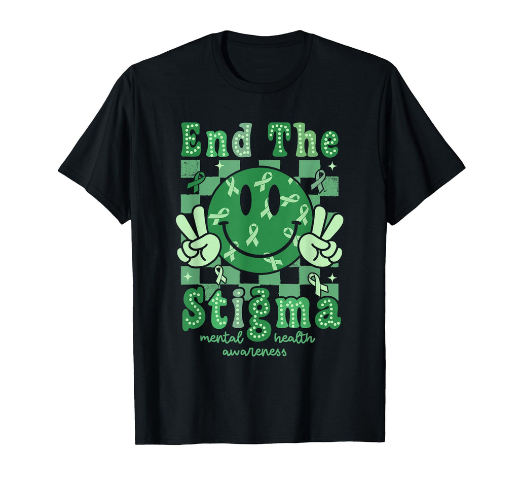 End Stigma Groovy Smile Face Mental T-Shirt - Minimalist Print Unisex - T-Shirt, Sweatshirt, Hoodie