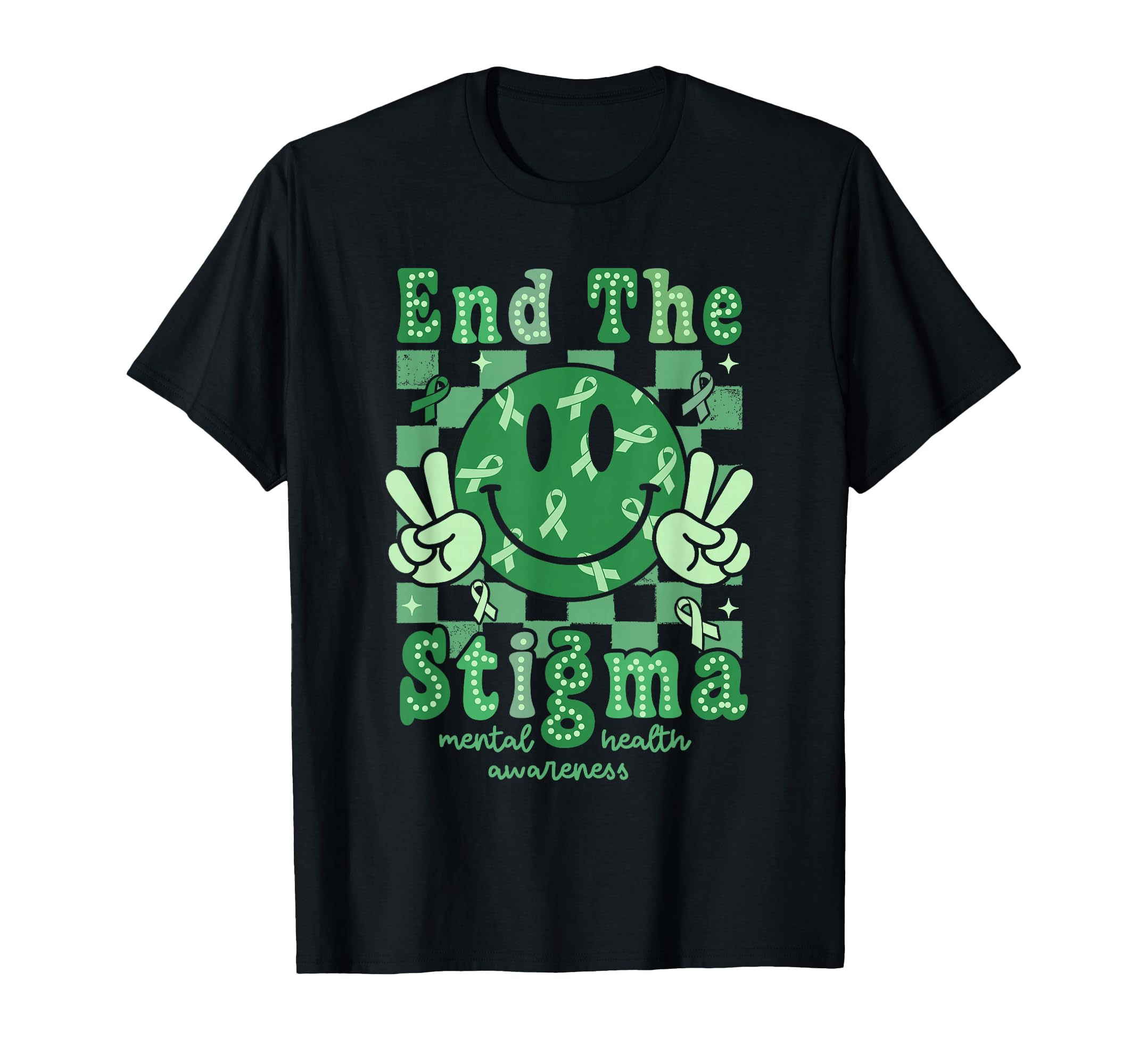End Stigma Groovy Smile Face Mental T-Shirt - Minimalist Print Unisex - T-Shirt, Sweatshirt, Hoodie