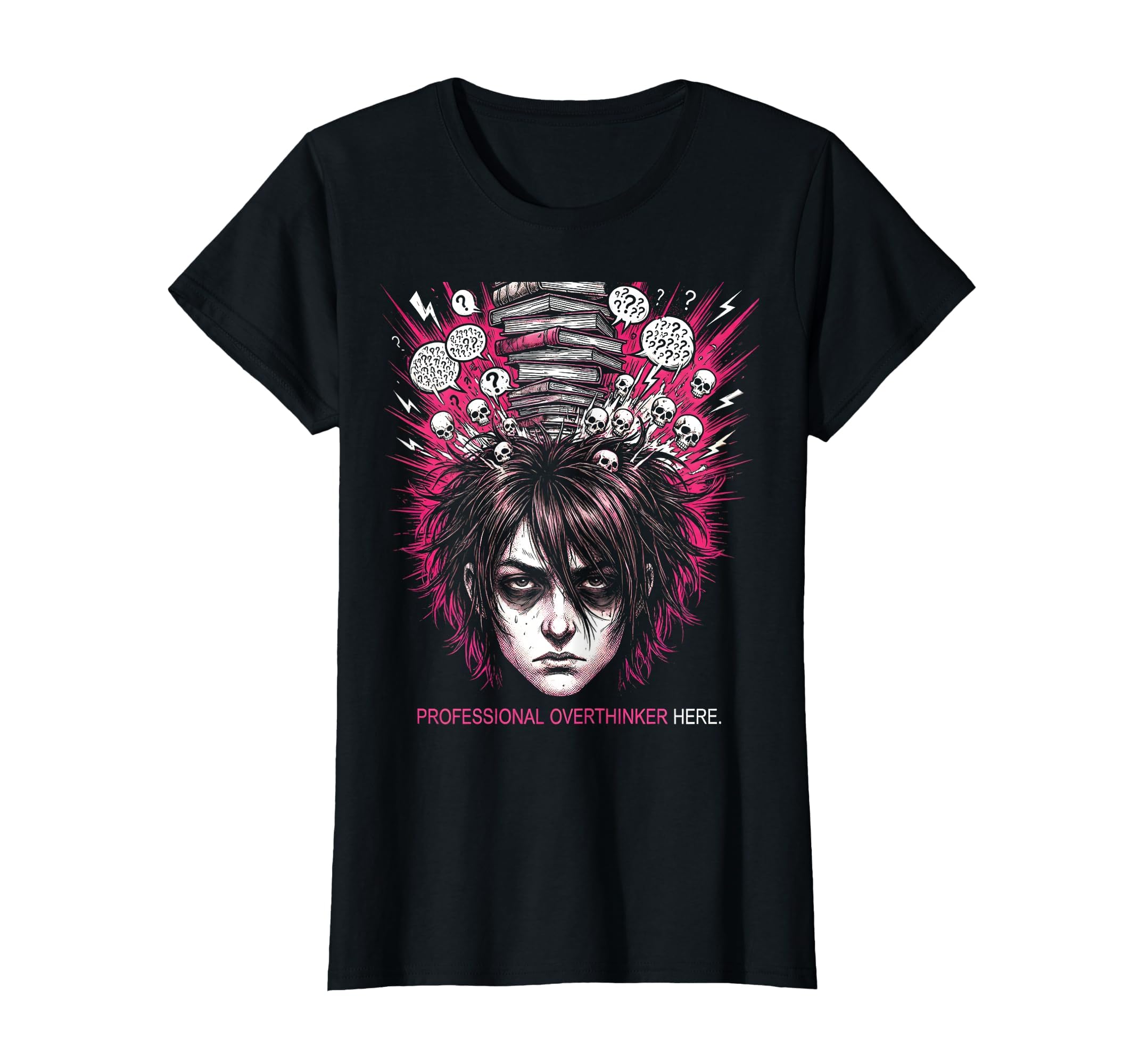 Professional Overthinker Here Emo T-Shirt - Unique Graphic Men Women - T-Shirt, Sweatshirt, Hoodie