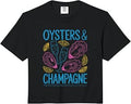 Oysters and Champagne Celebration Foodie Gastronomy Comfort Colors Crop Top Unisex T-shirt, Sweatshirt, Hoodie, Long Sleeve Tee - T-Shirt, Sweatshirt, Hoodie