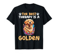 Best Therapy Is Golden Retriever Dog T-Shirt - Custom Art Print Men Women - T-Shirt, Sweatshirt, Hoodie