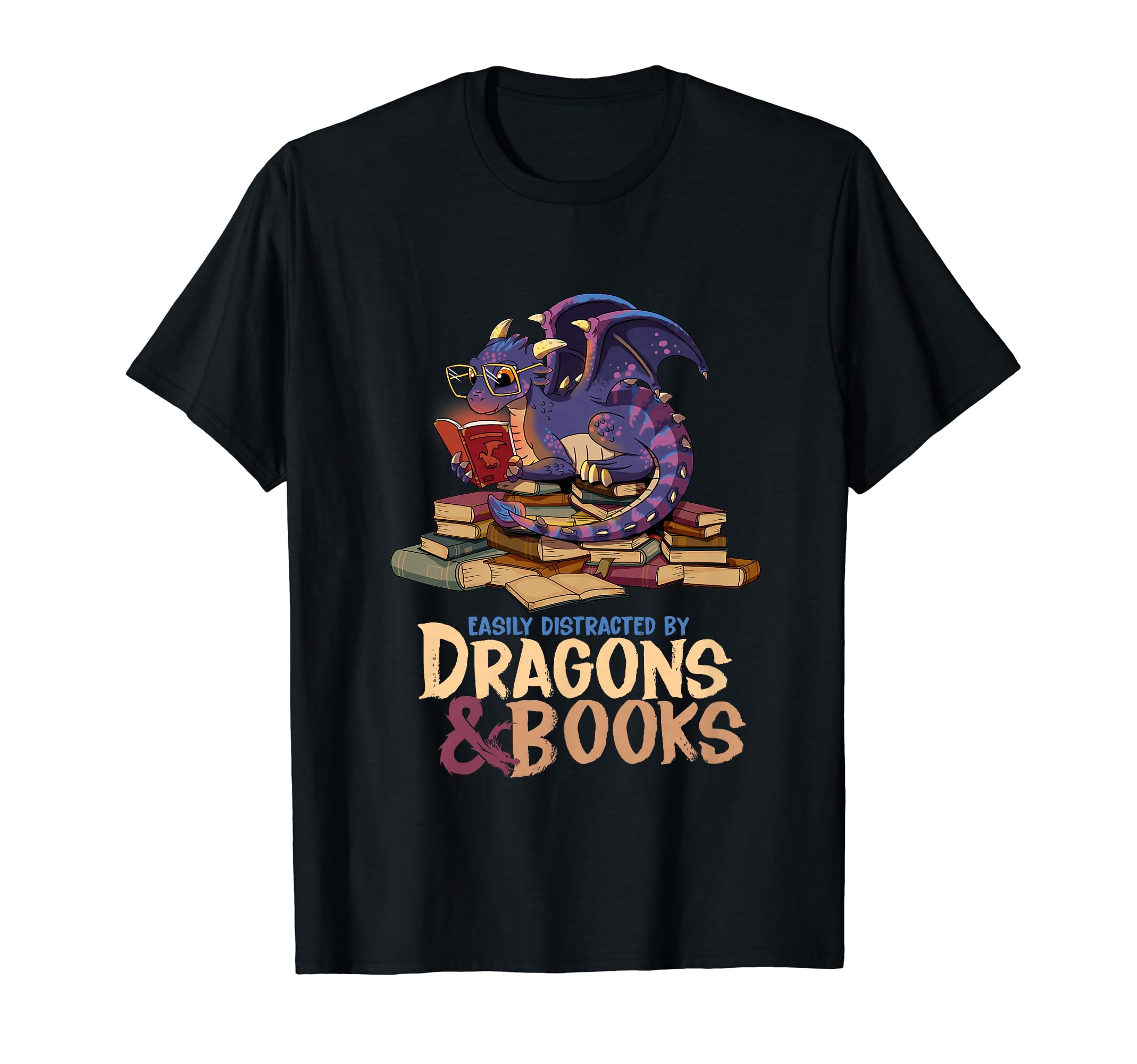 Easily Distracted Dragons And Books T-Shirt - Novelty Apparel Men Women - T-Shirt, Sweatshirt, Hoodie