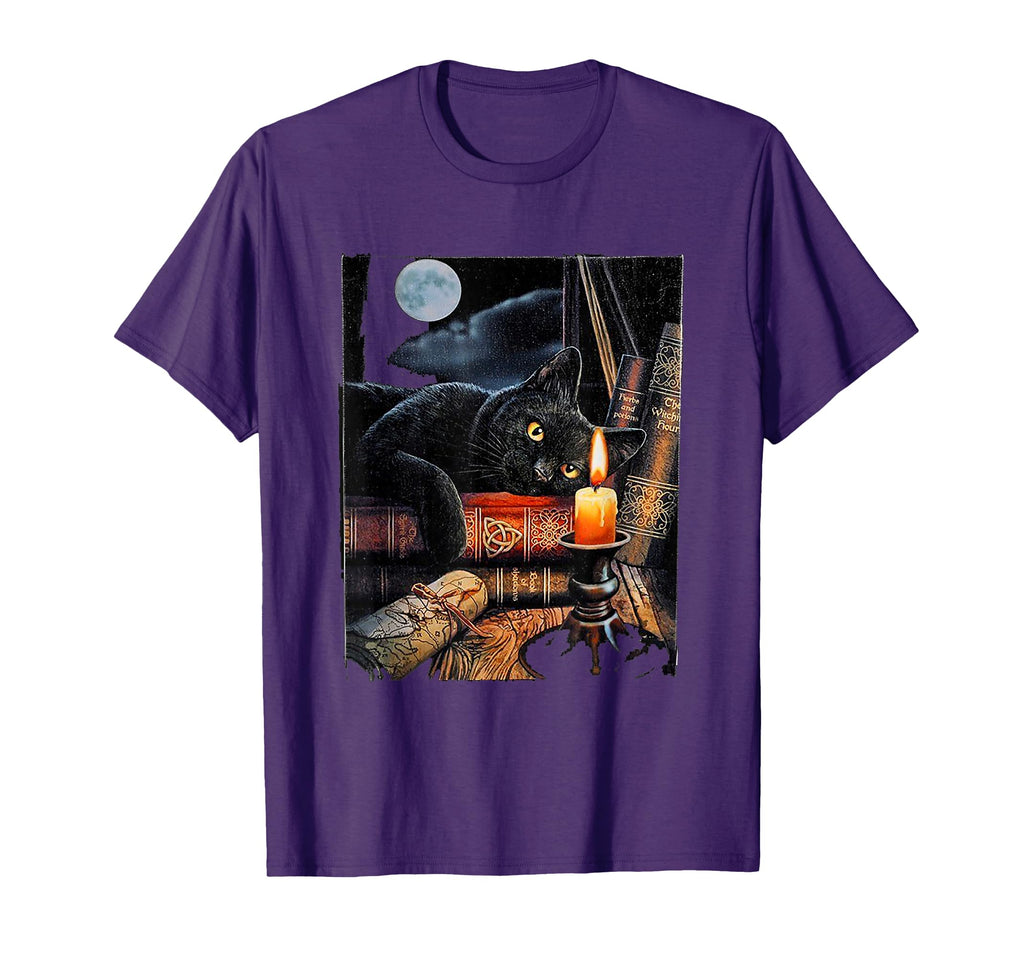 Black Cat Reading Books Witchcraft Ritual T-Shirt - Streetwear Style Unisex - T-Shirt, Sweatshirt, Hoodie