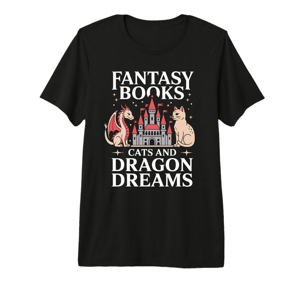 Fantasy Book Cats And Dragon Dreams T-Shirt - Novelty Apparel for Adults - T-Shirt, Sweatshirt, Hoodie