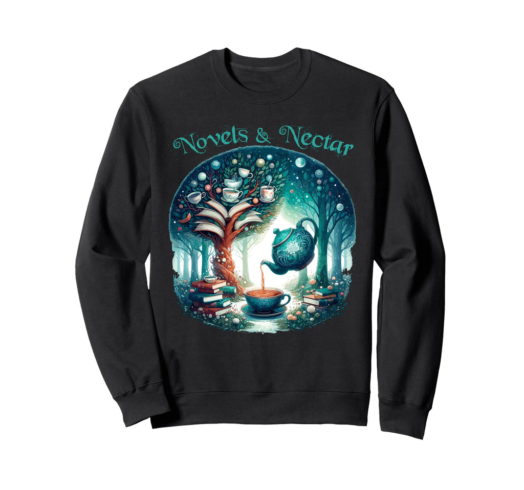 Reading Novel Tea Book Lover Sweatshirt - Aesthetic Graphic for Adults - T-Shirt, Sweatshirt, Hoodie