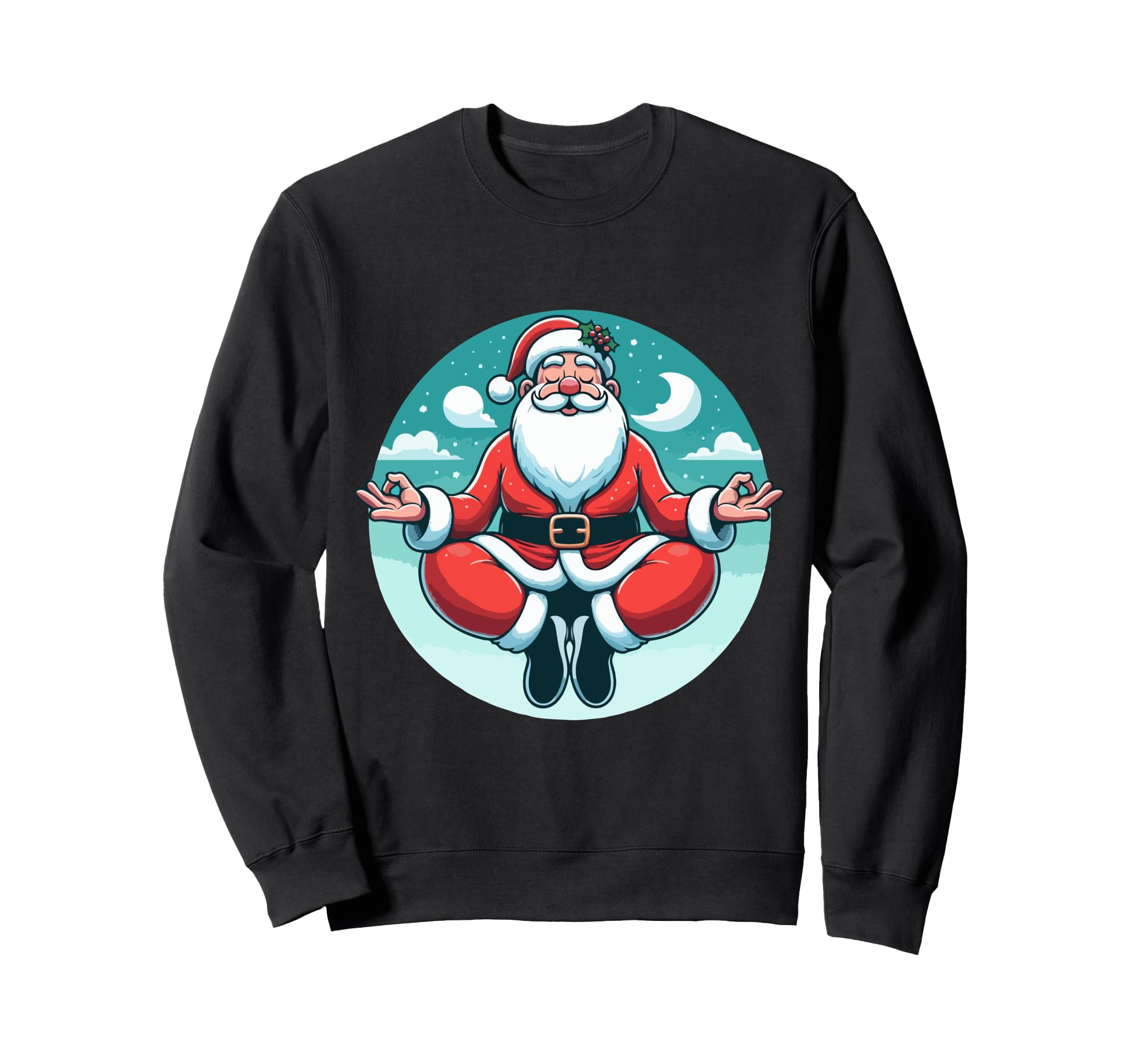 Meditation Santa Yoga Pose Relaxing Sweatshirt - Graphic Print Men Women - T-Shirt, Sweatshirt, Hoodie