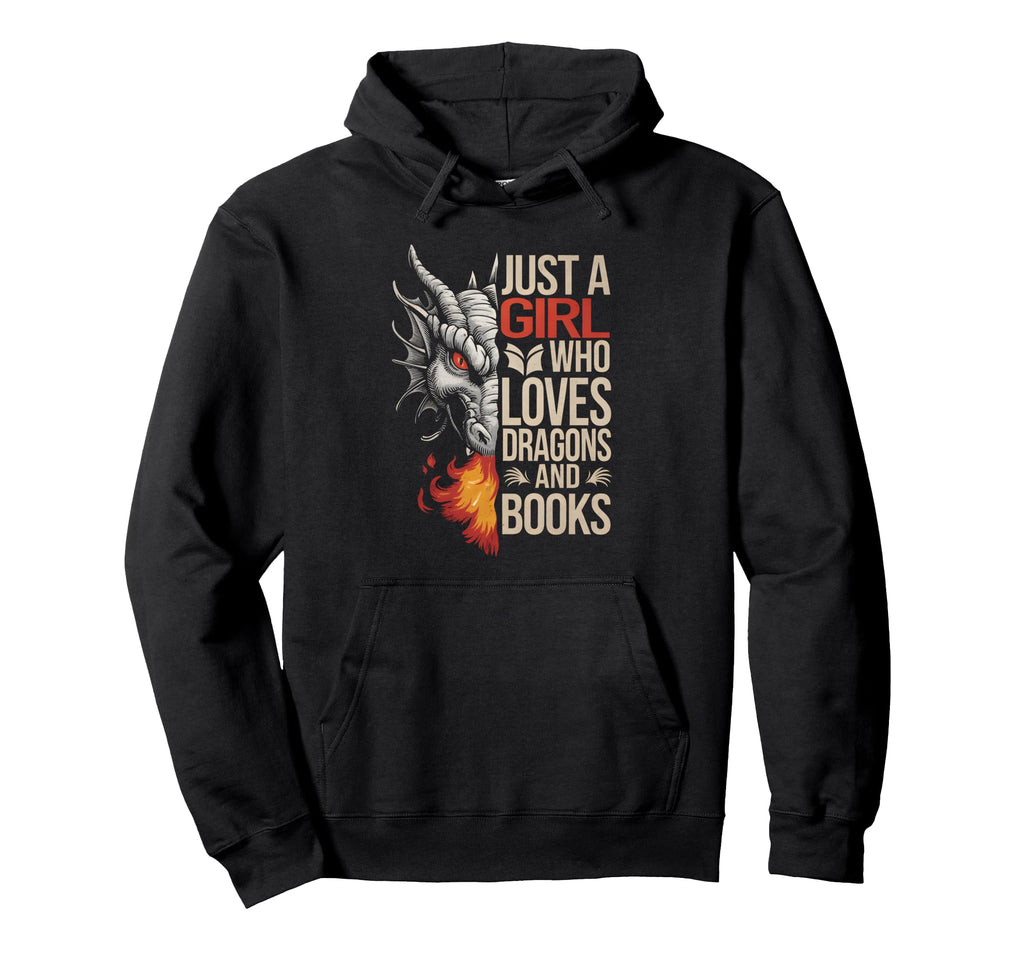 Just Who Loves Dragons And Books Hoodie - Aesthetic Graphic Unisex - T-Shirt, Sweatshirt, Hoodie