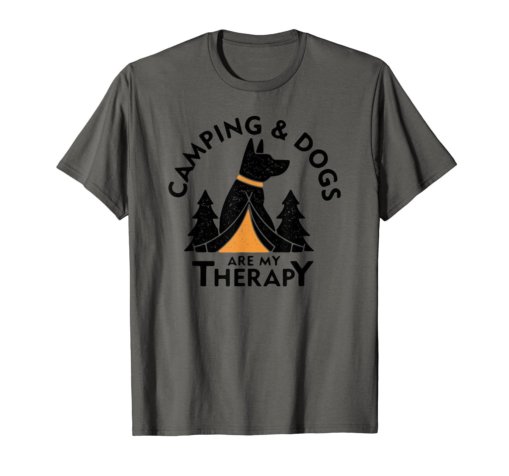 Camping And Dogs Are My Therapy Hiking T-Shirt - Custom Art Print Unisex - T-Shirt, Sweatshirt, Hoodie