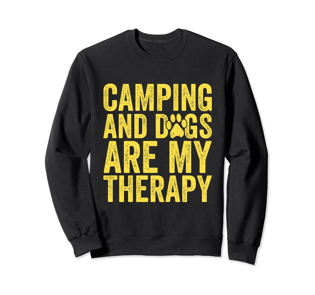 Camping And Dogs Are My Therapy Sweatshirt - Minimalist Print Men Women - T-Shirt, Sweatshirt, Hoodie