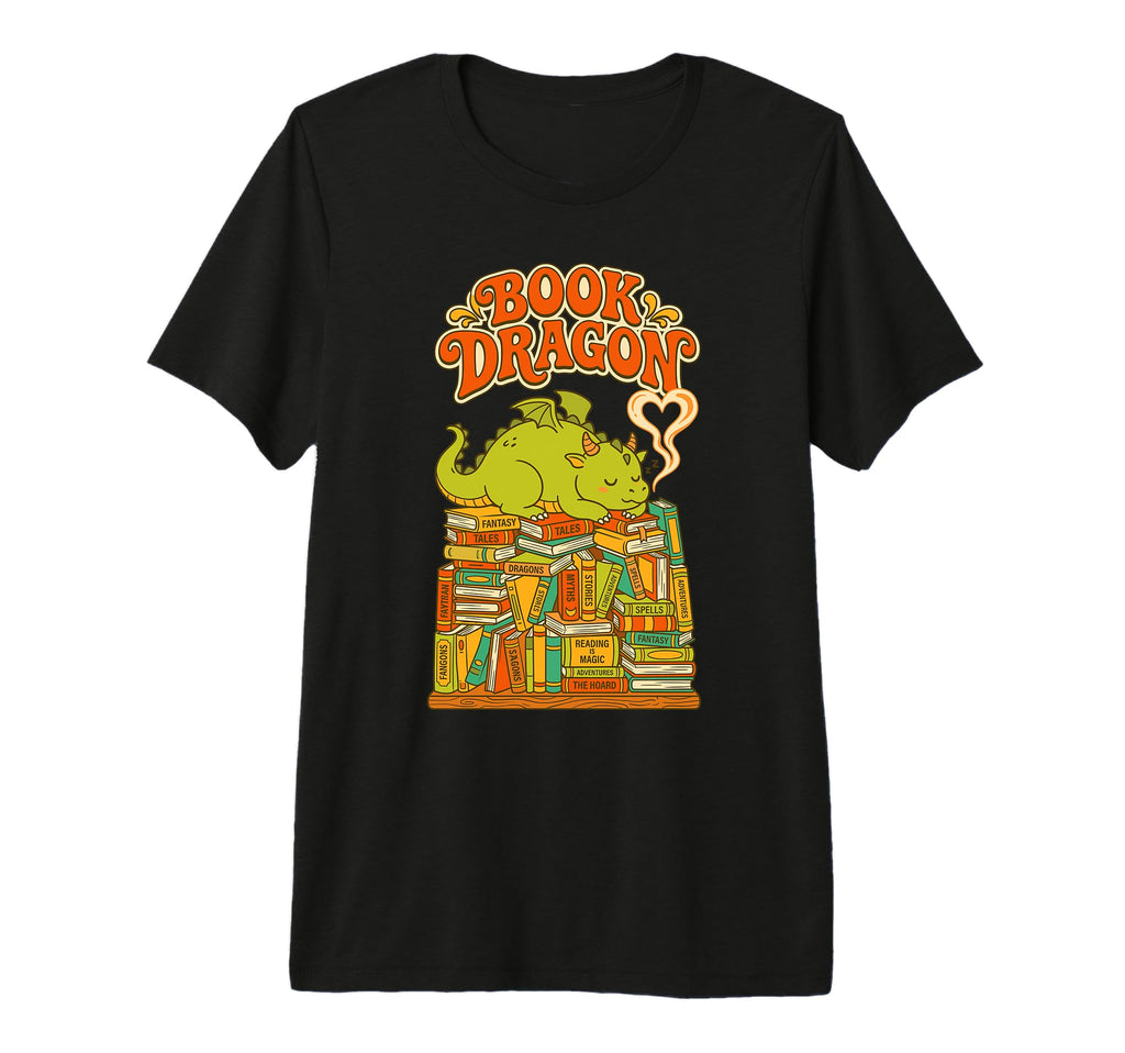 Book Dragon Sleeping Books Fantasy T-Shirt - Graphic Print Men Women - T-Shirt, Sweatshirt, Hoodie