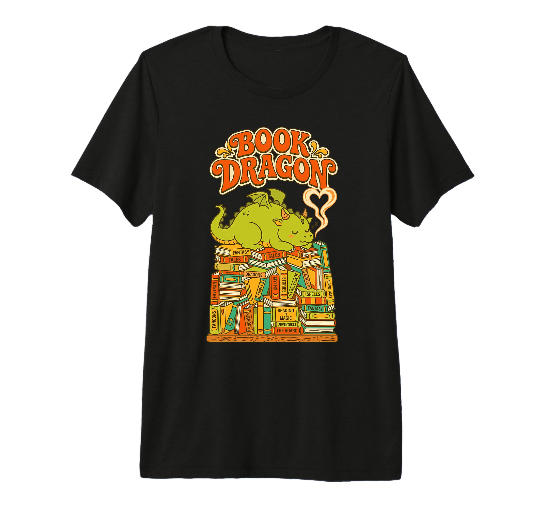 Book Dragon Sleeping Books Fantasy T-Shirt - Graphic Print Men Women - T-Shirt, Sweatshirt, Hoodie