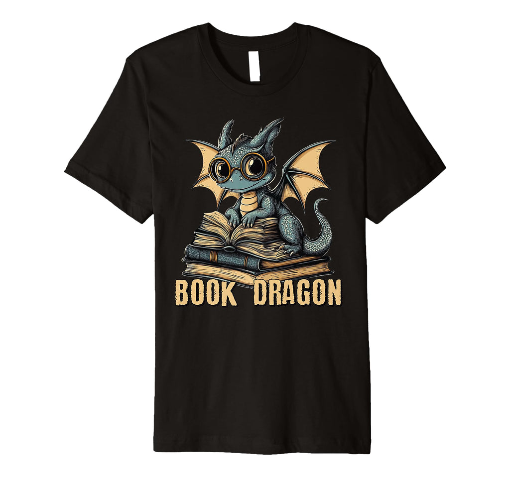 Nerdy Book Dragon Fantasy Bookworm T-Shirt - Novelty Apparel Men Women - T-Shirt, Sweatshirt, Hoodie